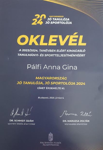 Magyarország 2024 Jó tanulója, jó sportolója cím